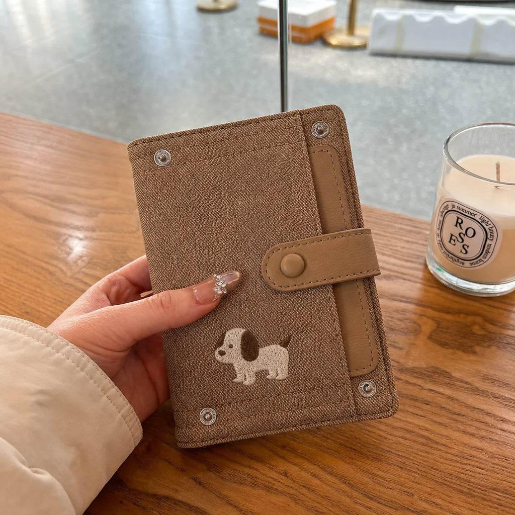 Card And ID Holder Cute PU Leather Document Holder Denim Travel Wallet Decorative Embroidery Passport Organizer For Document