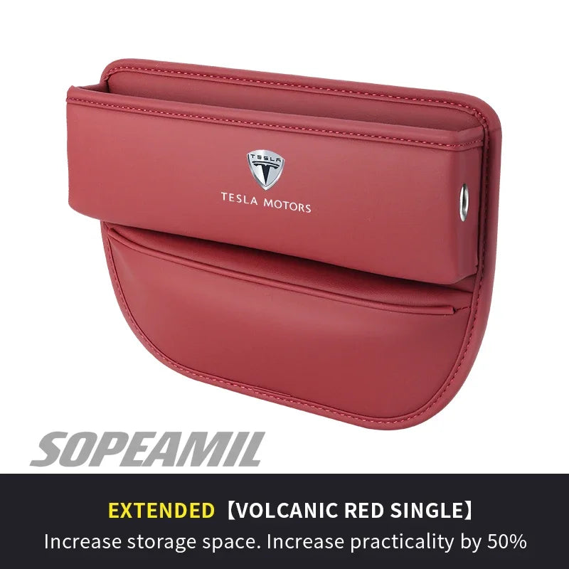 Car Leather Seat Multifunctional Water Cup Holder Storage Box Gap Storage Case Tesla Model 3 Model Y Model S Model X Cybertruck