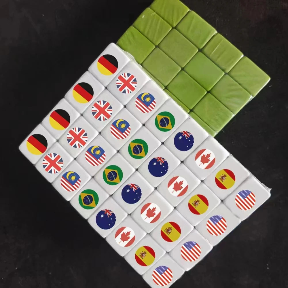 Kid Mini TikTok 64+1 Block Seaside Escape Mahjong Game with Pattern Flag Vs Ball Relax Time 1 2 3 4 Players Puzzle Game Toy Gift