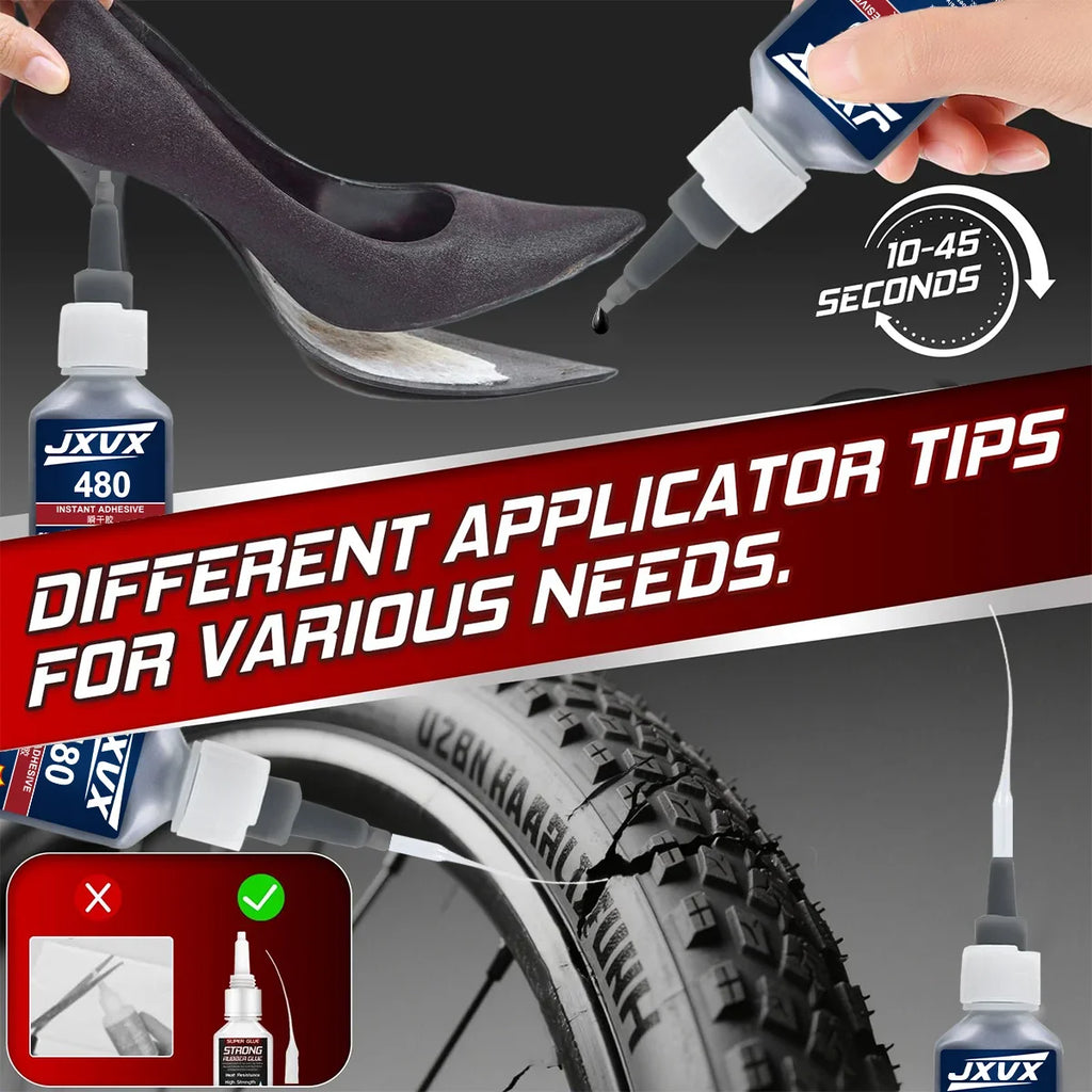 100% Original 480 Black Super Glue Instant Quick-drying Black Cyanoacrylate Adhesive Leather Rubber Tyre, plastic Strong Bond Liquid Glue Tool,with distribution 0.7oz (6pcs).