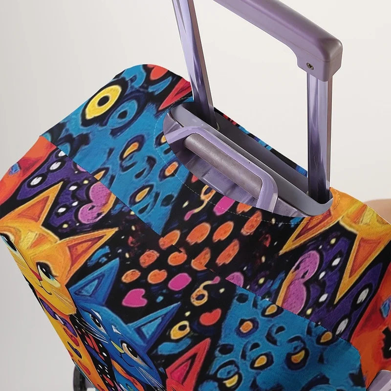 Colorful Rainbow Cat Shadow Pattern Luggage Protective Cover, suitable for 18-32 inch luggage covers, luggage handle gloves, tra