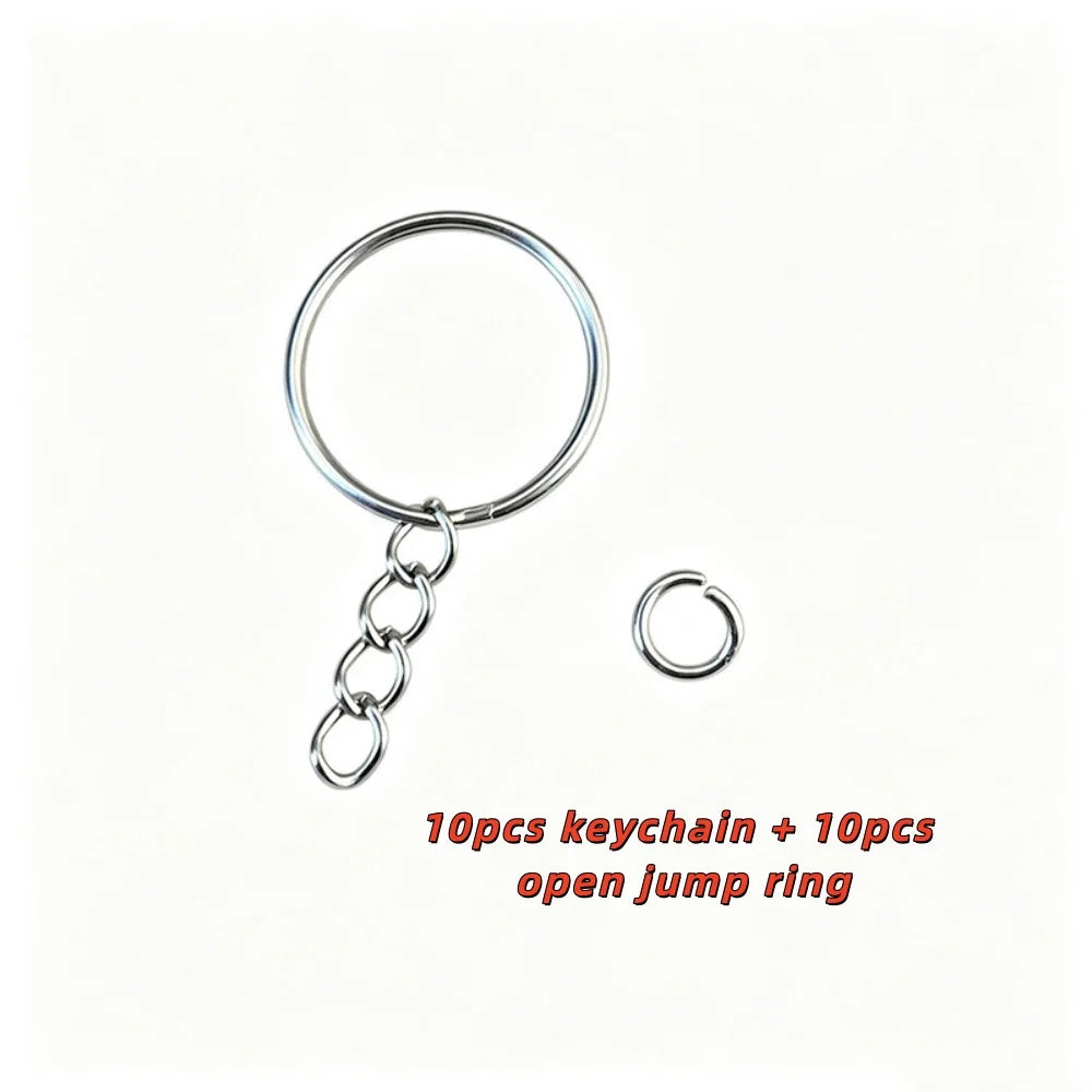 10/20/100Pcs Metal Blank Keyring Keychain With Split Jump Ring Connector DIY Women Men Jewelry Making Supplies Craft Accessories