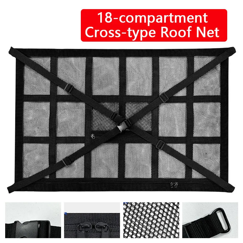 Car Ceiling Cargo Net Strong Load-Bearing Mesh Car Roof Storage Organizer Car Ceiling Net Storage For SUV Long Trip Camping