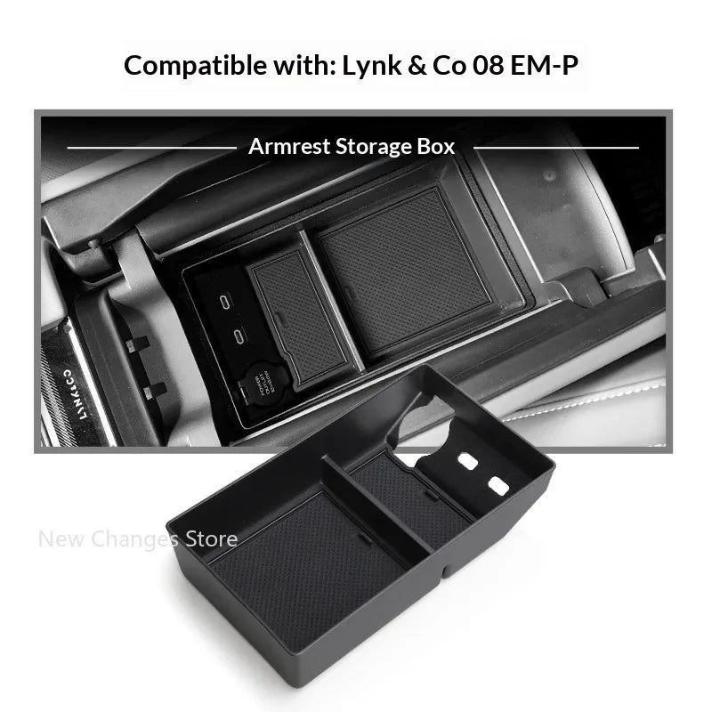 For LYNK&CO 08 2023-2025 Car Wireless Charging Silicone Pad Armrest Box Compartment Storage Box Interior Accessories