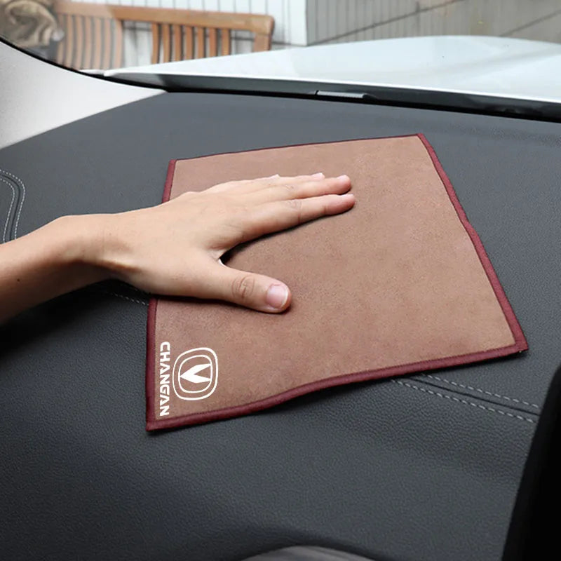 Suede Fleece Microfiber Towel Car Logo Cleaning Rag Cloth For Changan CS35 CX70 CS85 CS55 CS75 CS15 Alsvin Hunter CS95 2021 Yuex