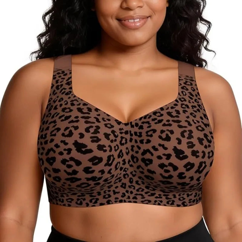 Leopard Jelly Bras No Underwire Push Up Wireless Bra Seamless Lift Bras Full Coverage Bralette Everyday Brassiere Plus Size