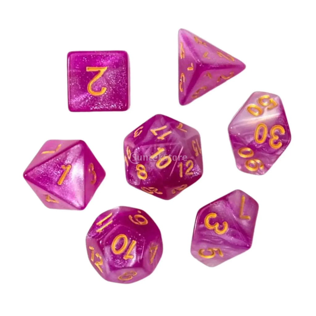 Acrylic Polyhedral Dices Set, D8 D10 D12 D20 Bar Toys with Pouch for DND RPG Role Playing Board Game Math Teaching