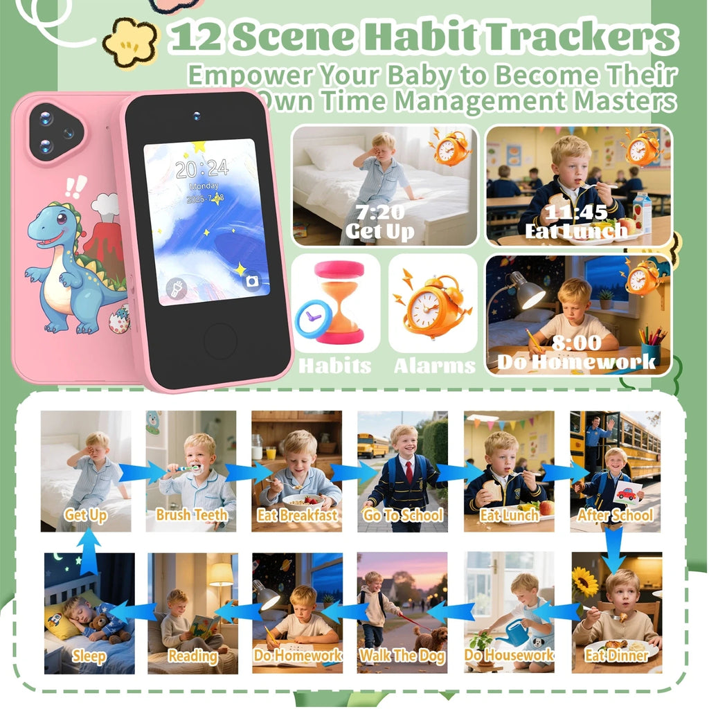 Mini Kids Smart Phone Dual Camera HD 1080P Touchscreen Player Digital Camera Educational Toys for Girls and Boys Birthday Gifts