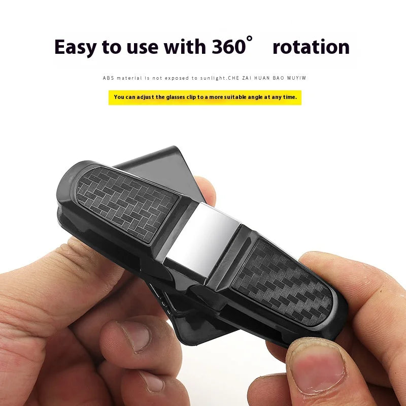 Car Sunglasses Frame Carbon Fiber Bills Glasses Clip Multi Function In Car Creative Eye Box Card Double Headed Clip On Board