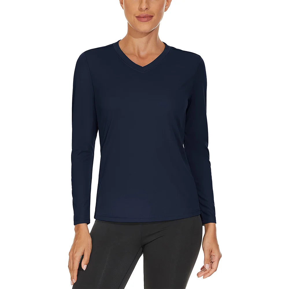 KEFITEVD UPF 50+ Women Long Sleeve T-shirts UV Sun Protection Outdoor Sport T Shirt Moisture Wicking Camping Hiking T-Shirts Tee