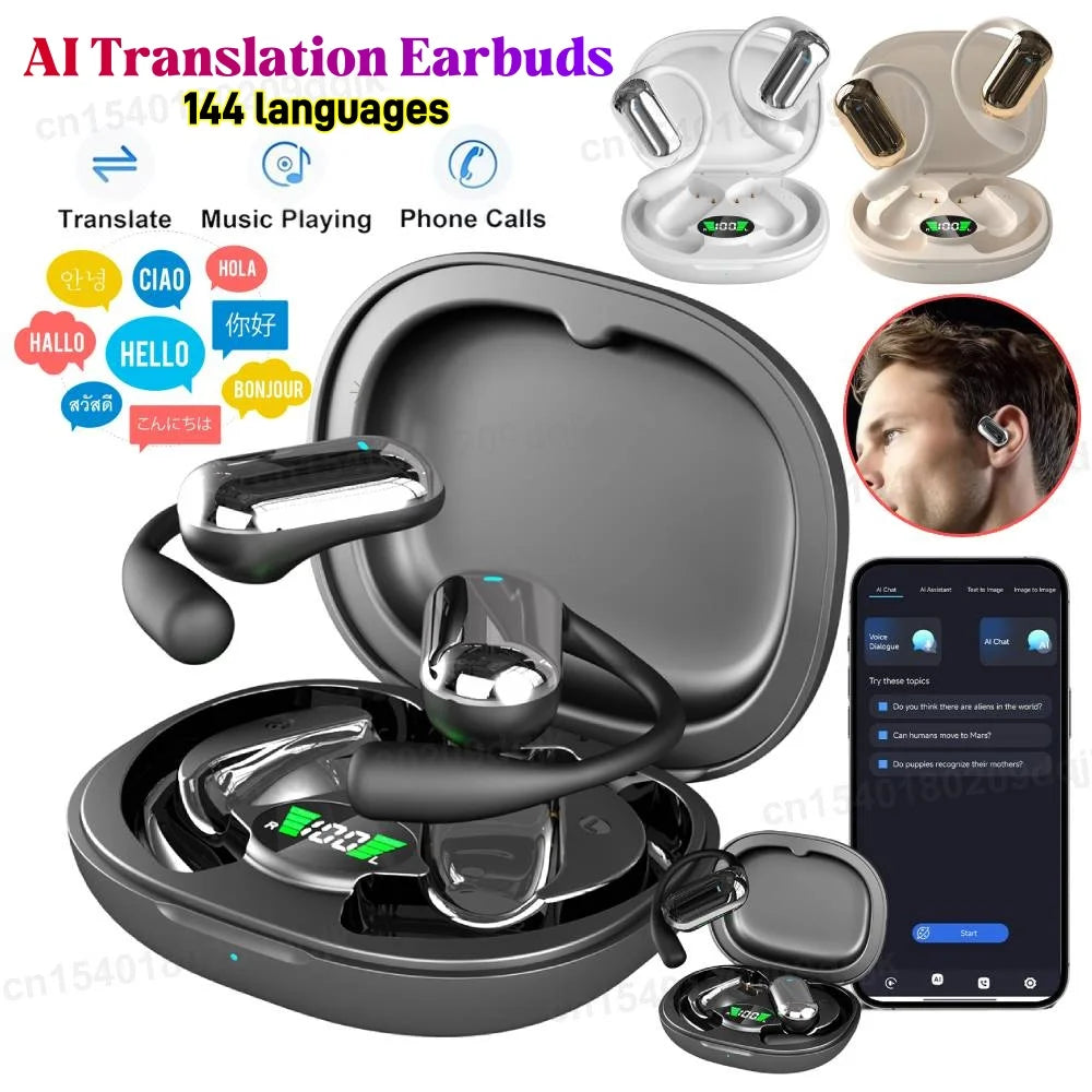YYK-Q16S AI Translator Earbuds 3-In-1 Music Phone Call 144 Languages Real-Time Translation Ear buds BT 5.3 Wireless Headphones