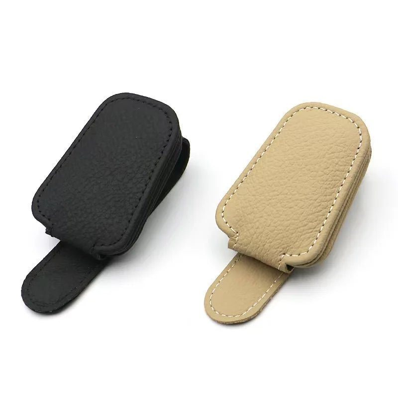 1Pcs Sunglasses Suitable for Car Holder Sunshades Magnetic Leather Sunglasses Clip and Ticket Clip Car Sunshade Accessories