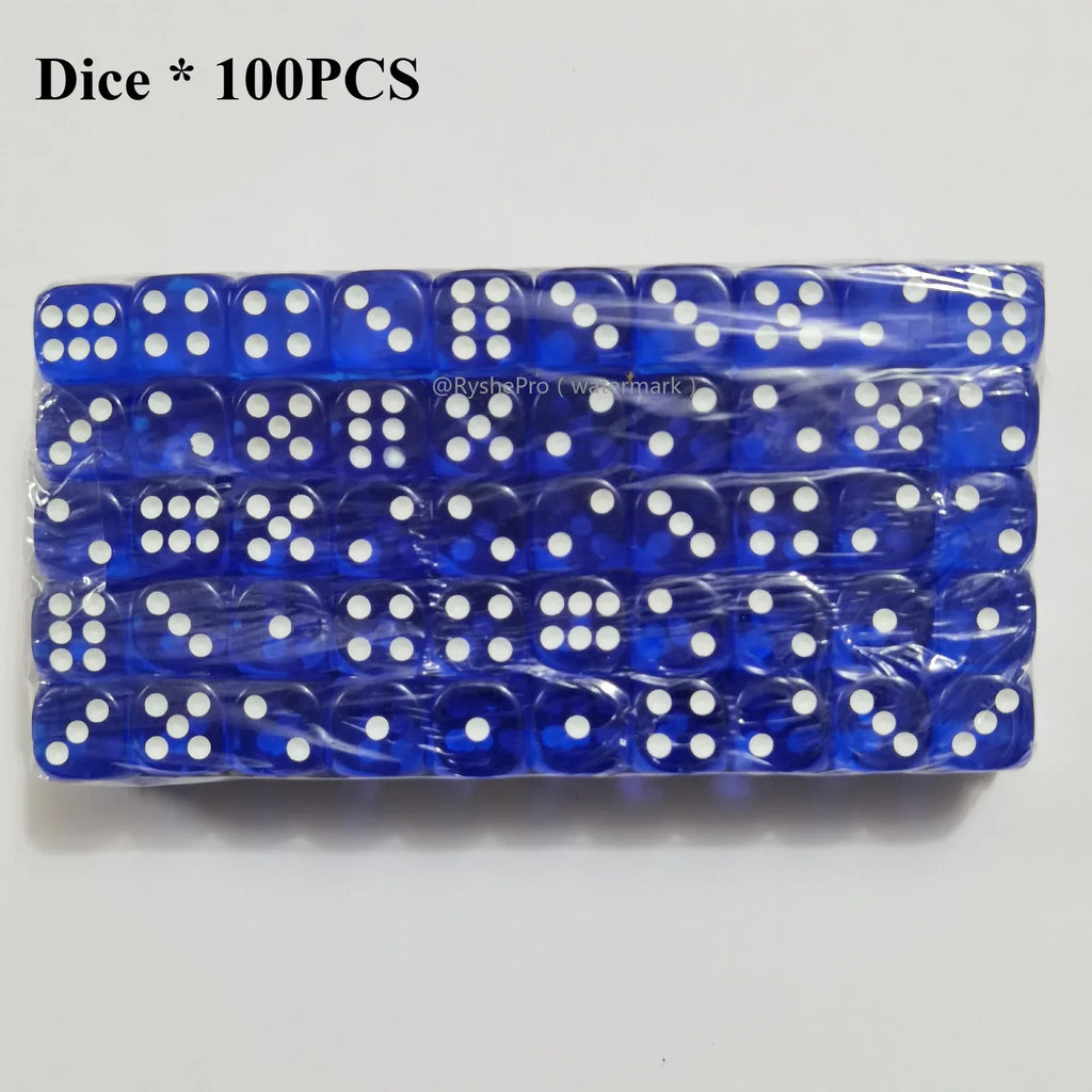 100 Pieces Colored Dices 14mm 6 Sided with Acrylic Material Standard Game Dice Set for Board Games Parties Classroom Math Dice