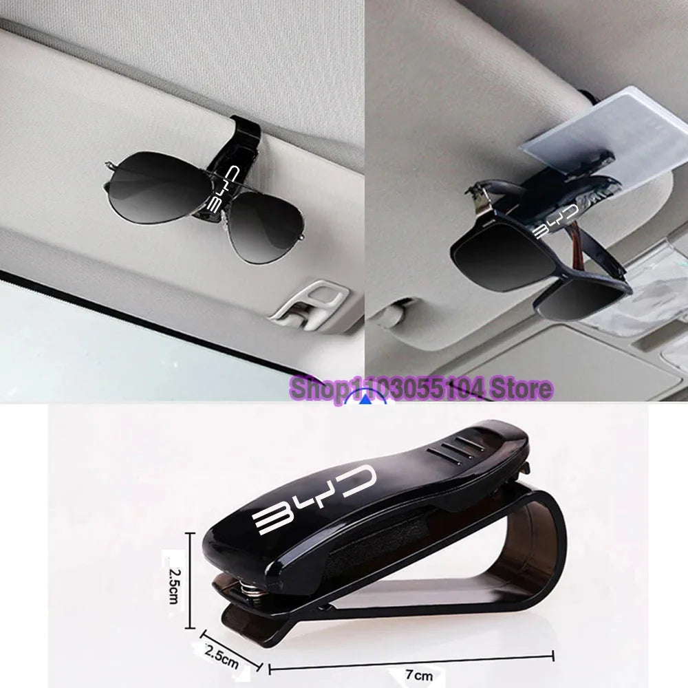 Car Sunglasses Clip Card Ticket Holder Sun Visor For BYD Atto 3 EV Yuan Plus Song Plus Dmi Dolphin Seal Tang Han Qin F3 E6 Act