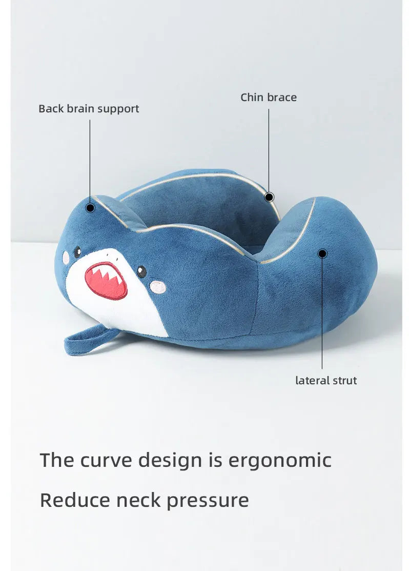 Wholesale Strawberry Bear Micro Fiber Soft Fluffy U Shape Pillow For Airplane Rest