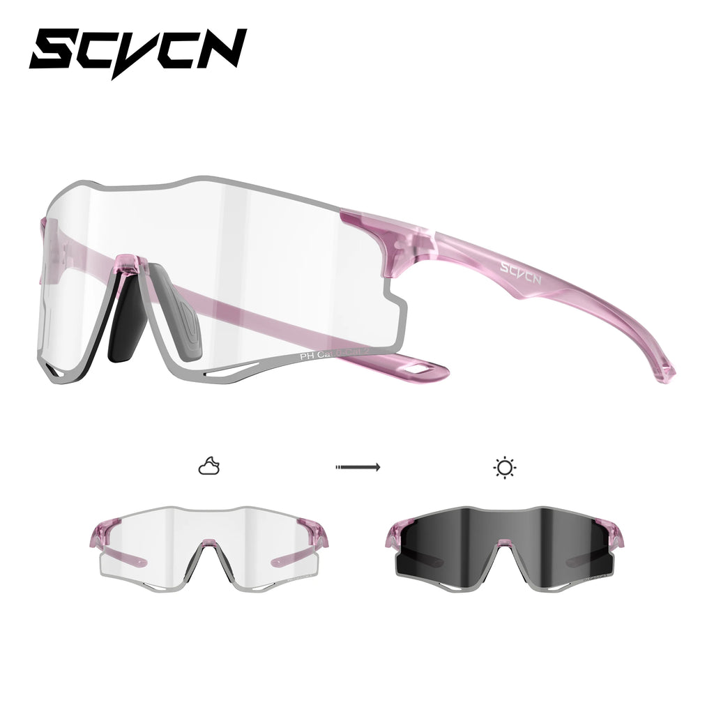 SCVCN Outdoor Photochromic Running Sunglasses Men Women Marathon Ultralight Glasses Sports Cycling Bicycle UV400 Hiking Eyewear