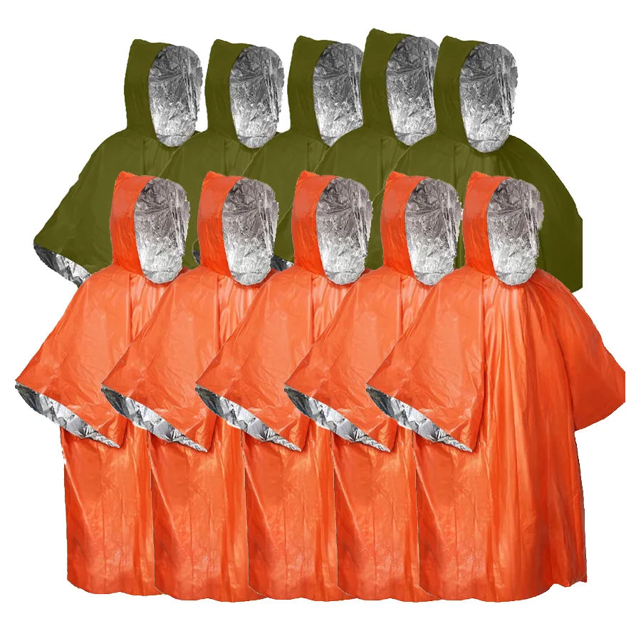 3/5-Pack Emergency Poncho Set - Waterproof,Thermal,Ultra-Lightweight,and Durabl,Ideal for Outdoor Enthusiasts,Hikers,and Campers