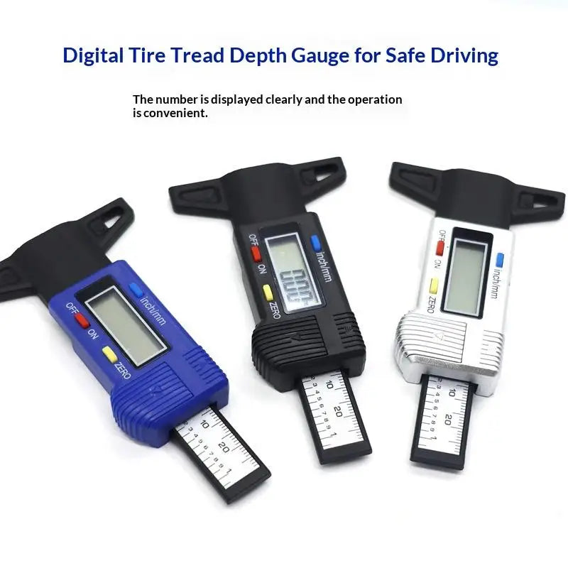 1Pcs Digital Tire Tread Depth Gauge High Accuracy LCD Inch MM Dual Unit For Car Maintenance