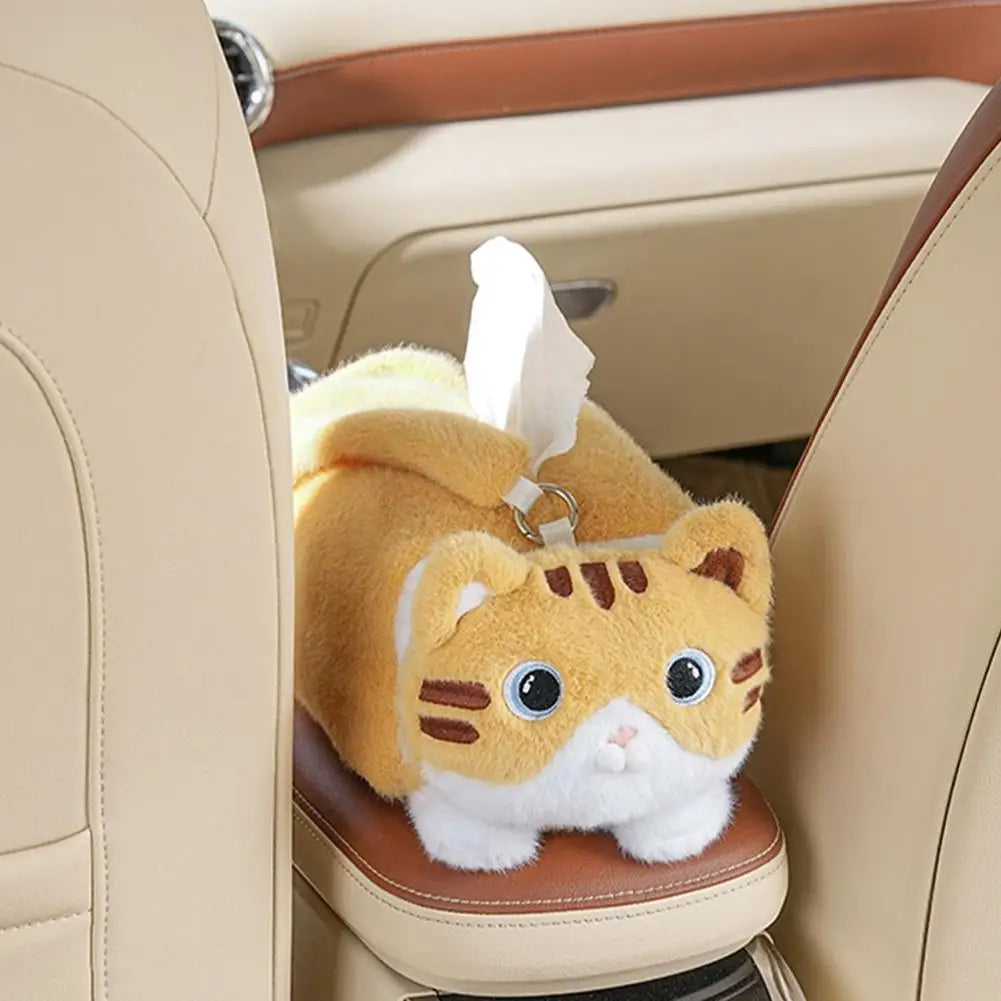 New Car Tissue Box Cute Cartoon Cat Car Car Paper Box Hanging High-end Decoration Car Tissue Bag Car Tissue Box Car Accessories