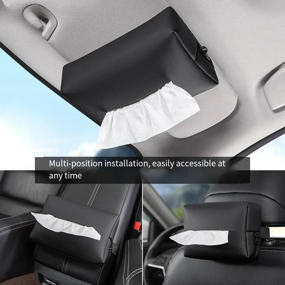 Car interior tissue box car armrest box tissue box car interior bag drawstring paper bag napkins minimalist car rear seat back