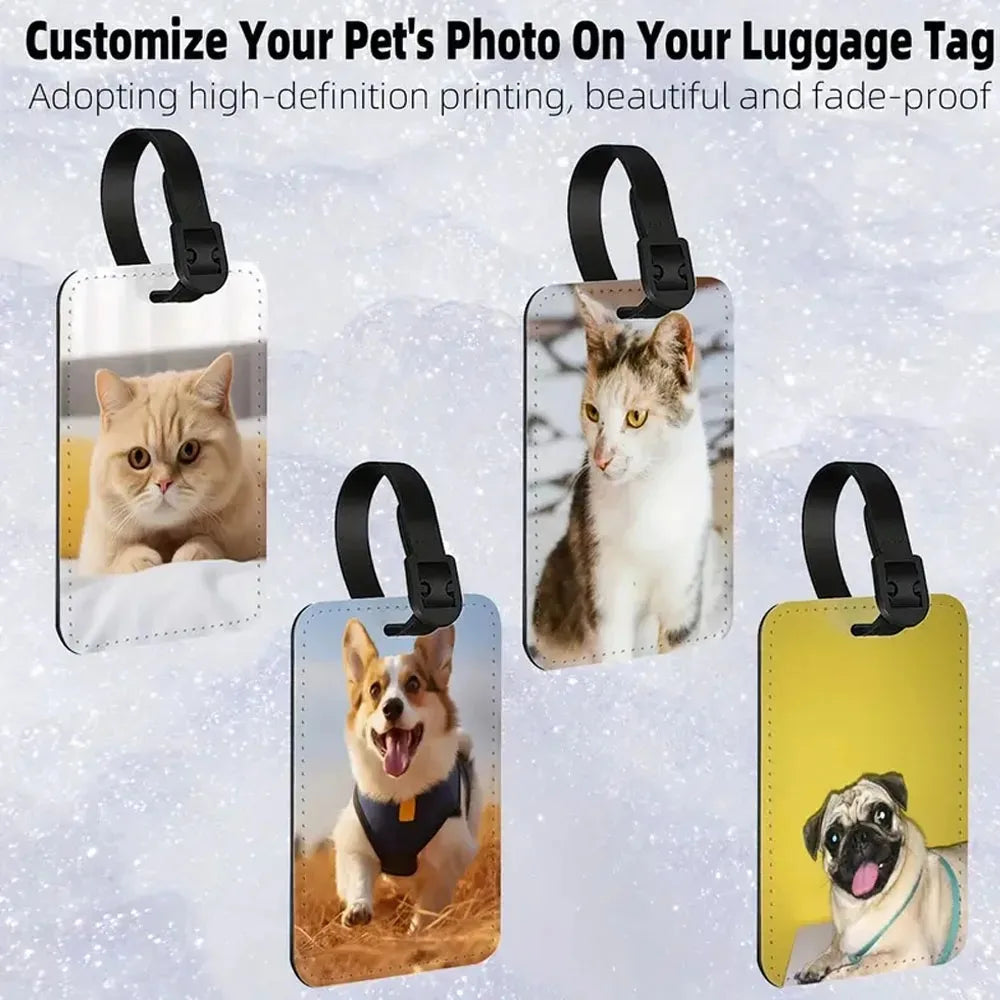Customized Personalized Photo Leather Luggage Tags Boarding Pass Tags Custom Colorful Pattern Signs A Gift For Friends Family