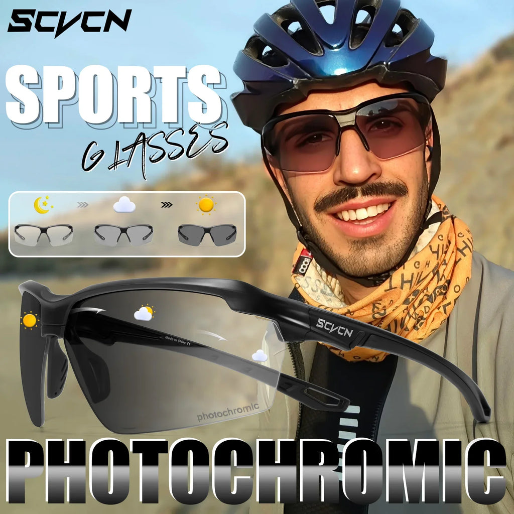3PACKS SCVCN Hiking Eyewear Photochromic Cycling Sunglasses Glasses Bike MTB Bicycle Golf UV400 Sports Glasses for Men Women