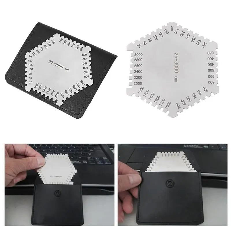 ABUP-10PCS Wet Film Comb 25-3000Um Thickness Gauge High Accuracy Stainless Steel With Storage Case