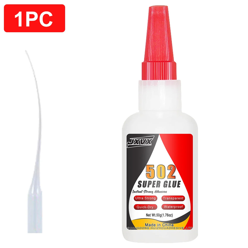 20g/50g Large Capacity 502 Super Glue extra strong, Cyanoacrylate Adhesive, Instant Quick Drying Cyanoacrylate Adhesive, Leather, Rubber, Glass, Wood, Metal, Liquid Glue Tool, Includes dispenser ,1-10pcs.