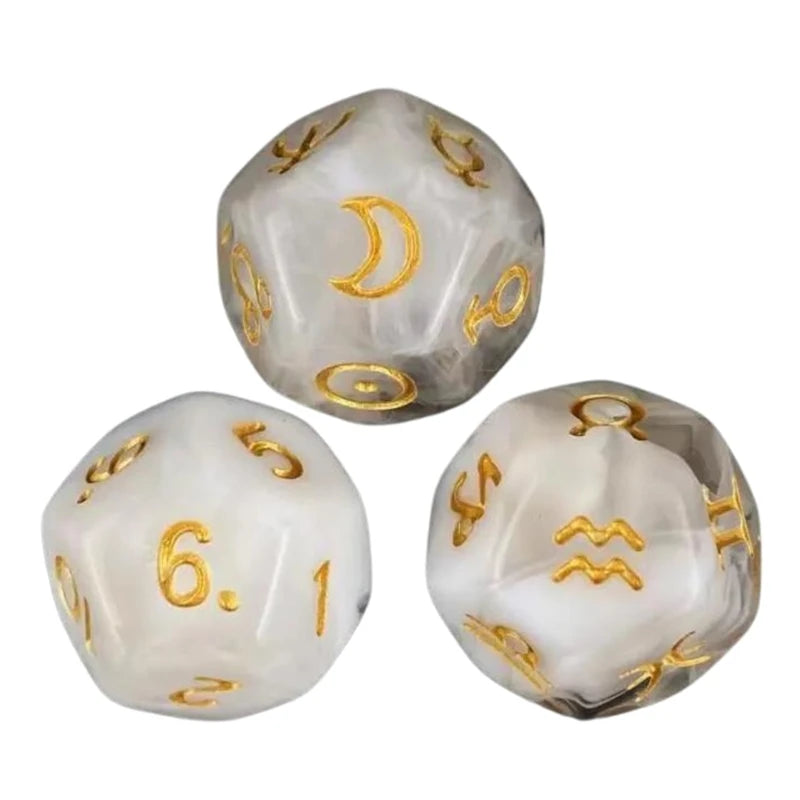 3Pcs Astrologys Dices 12-Sided Dices Divinations Tool Tarots Constellations Dices 54DE