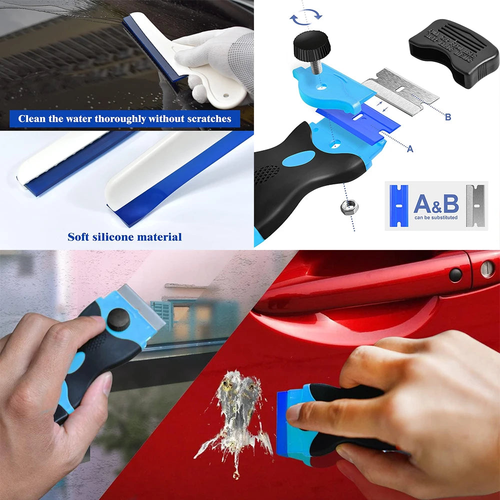 NeoWrap Car Window Tint Tools Kit Vehicle Glass Protective Film Vinyl Scraper/Felt Squeegee/Cutter with Blade Vinyl Wrap Tool ﻿