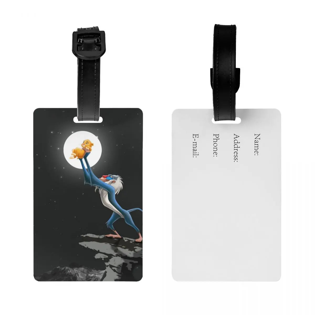 Custom Rafiki Luggage Tag With Name Card The Lion Cartoon K-Kings Privacy Cover ID Label for Travel Bag Suitcase