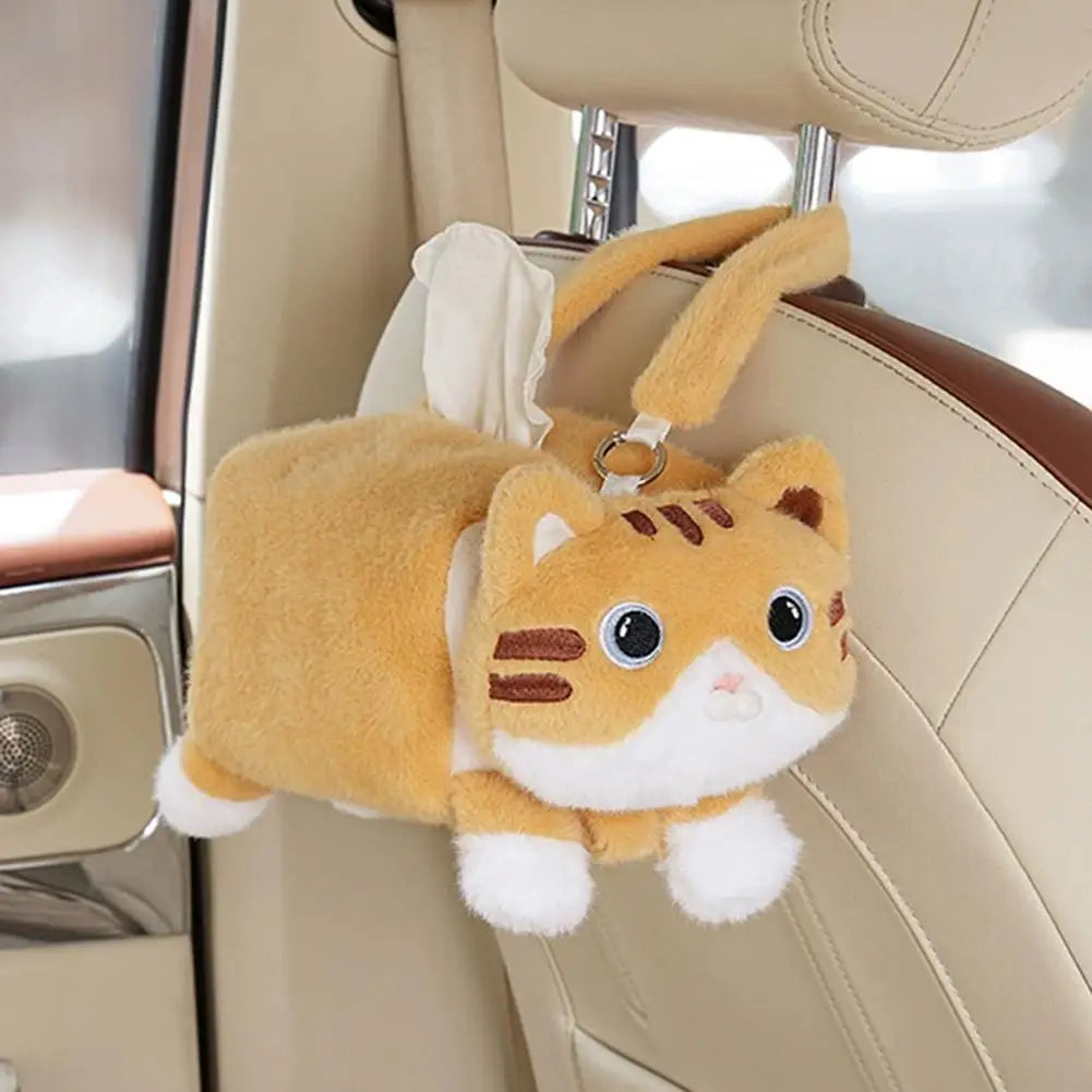 New Car Tissue Box Cute Cartoon Cat Car Car Paper Box Hanging High-end Decoration Car Tissue Bag Car Tissue Box Car Accessories