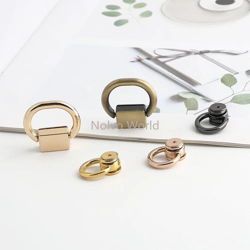 10/40/100PCS Metal O Ring Stud Rivet Screwback Bag Side Edge Anchor Buckles With Screws For Purse Handbag Belt DIY Accessories