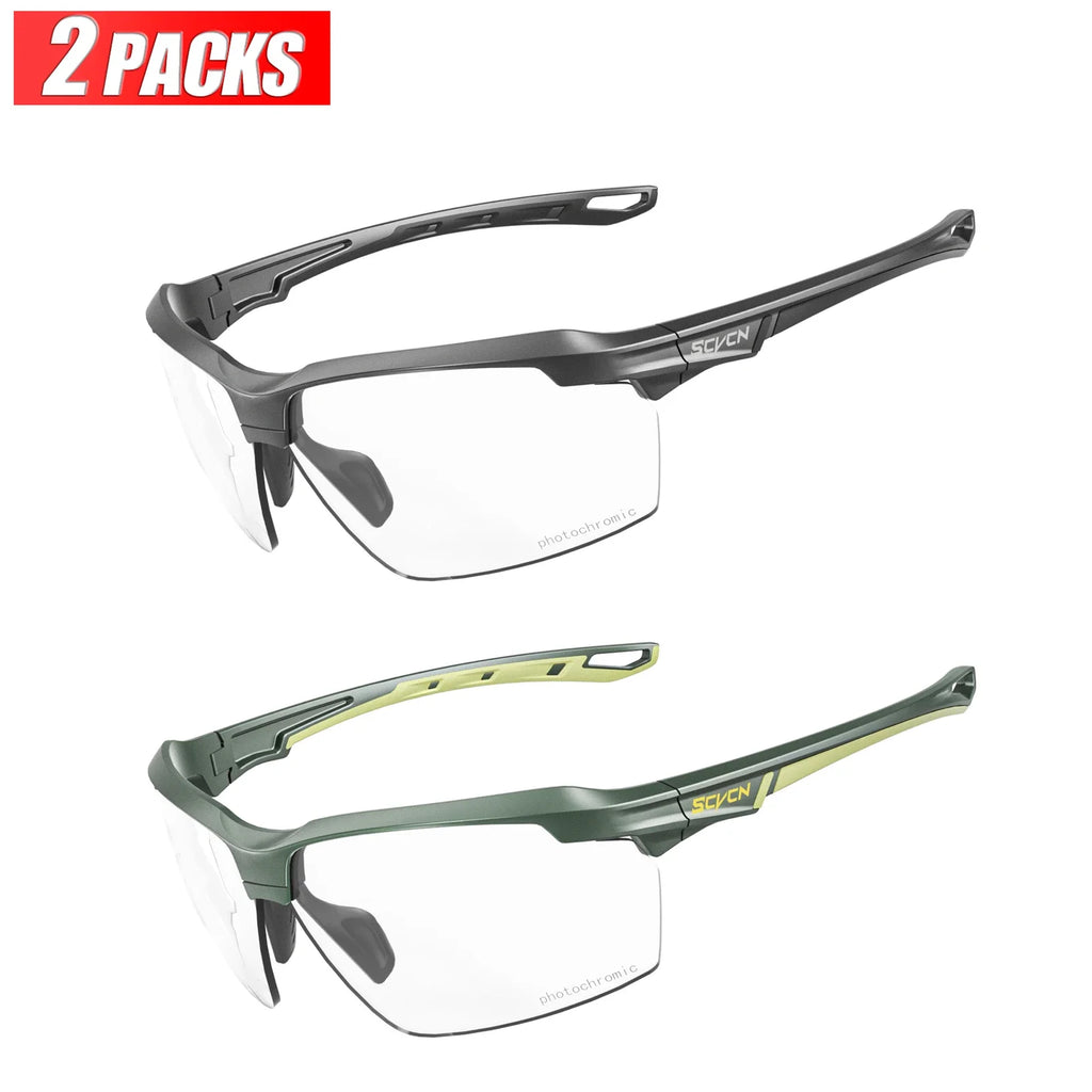 3PACKS SCVCN Hiking Eyewear Photochromic Cycling Sunglasses Glasses Bike MTB Bicycle Golf UV400 Sports Glasses for Men Women