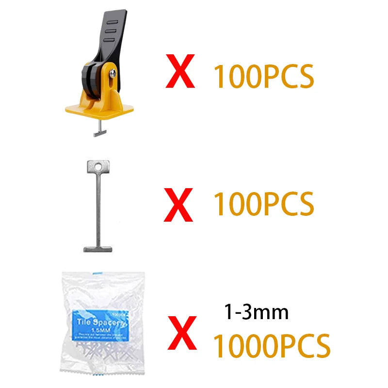 1200PCS Tile Leveling System For Flooring Wall Tile Spacer Tile Leveling System Leveler Hand Construction Tool Parts Set
