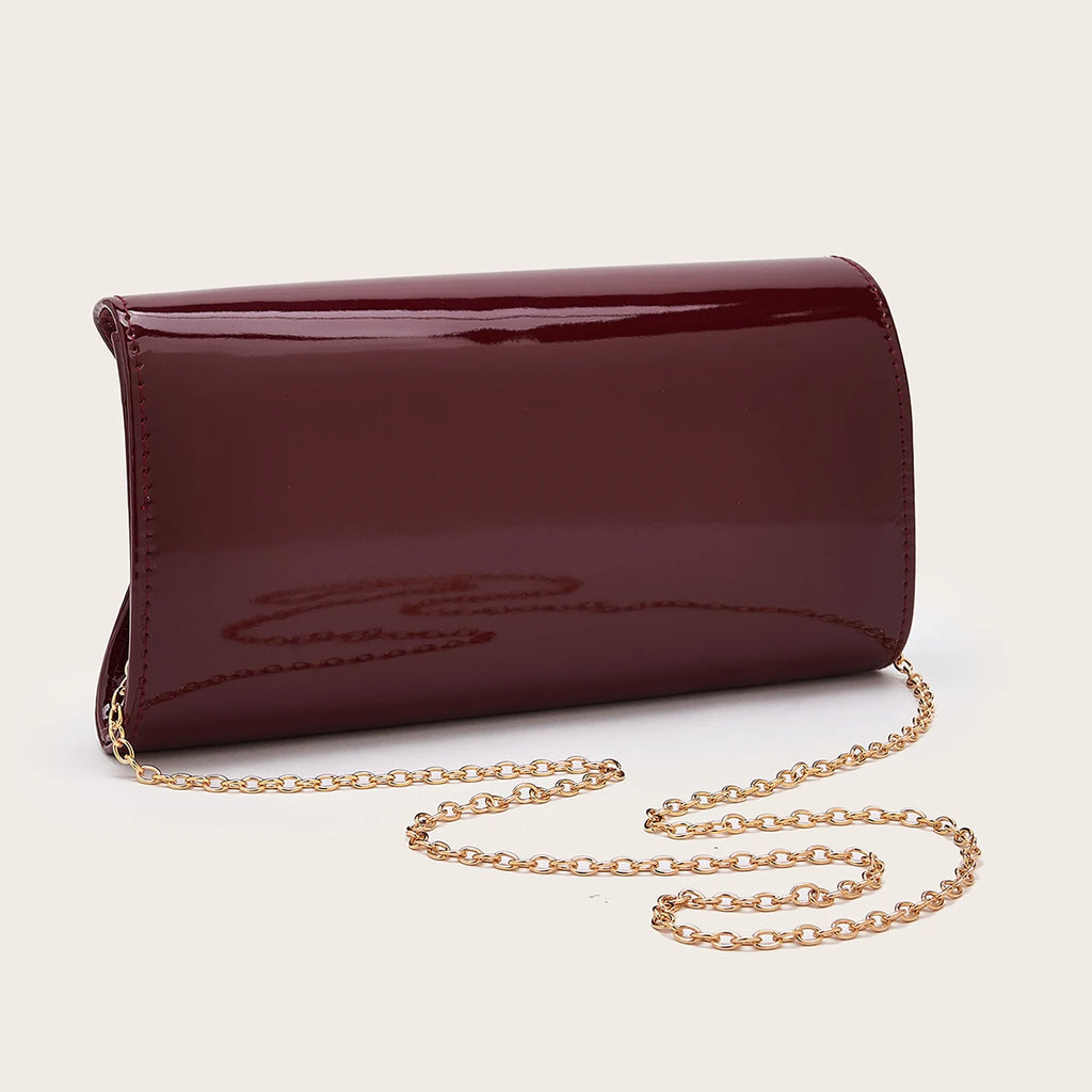 Women's Evening Bag, Solid Color Pu Synthetic Leather Evening Clutch, Portable Makeup Bag, Crossbody Bag, Wallet, Envelope Bag, with Detachable Metal Chain, Suitable for Prom, Wedding Season, Parties, Holiday Gatherings, Carn
