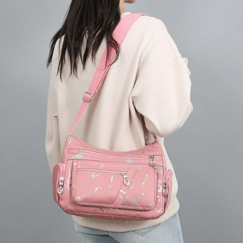 New Fashion Multi-compartment Women's Shoulder Bag Nylon Printed Bag Outdoor Casual Large Capacity Crossbody Bag Drop Shipping