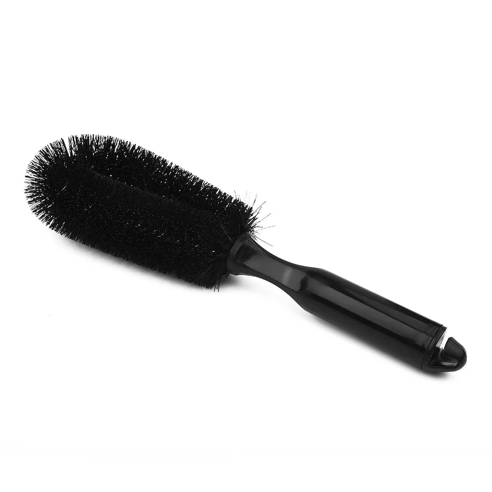 Car Wheel Brush Soft Bristle Tire Steel Ring Detail Cleaning Brush Tyre Alloy Soft Bristle Cleaner Car Washing Supplies Tool