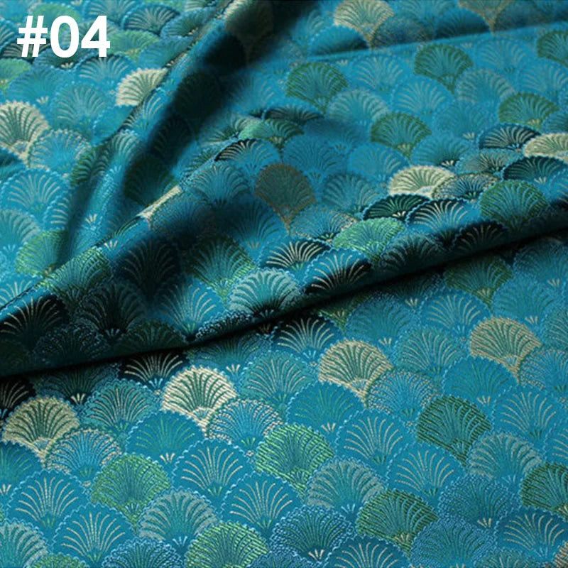 50x75cm Brocade Jacquard Fabric Ginkgo Leaf Design Faux Silk Material For Hanfu Mongolian Robe Cheongsam Costume DIY