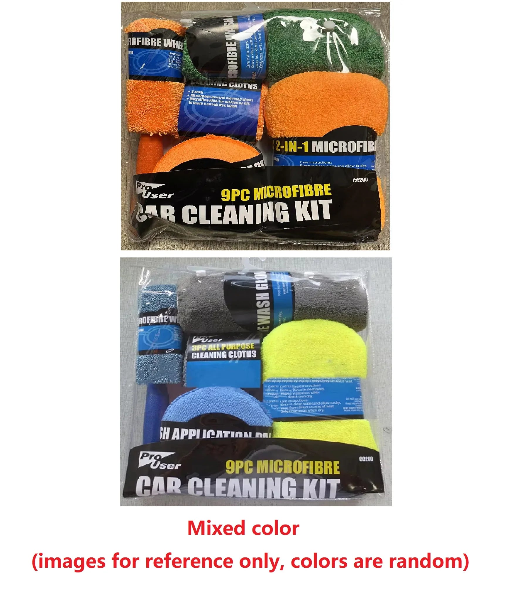 Car Wash Cleaning Set 9pcs Microfiber Towels Blush Sponge Wash Glove Polish Care Applicator Pads Auto Detailing Washing Tools