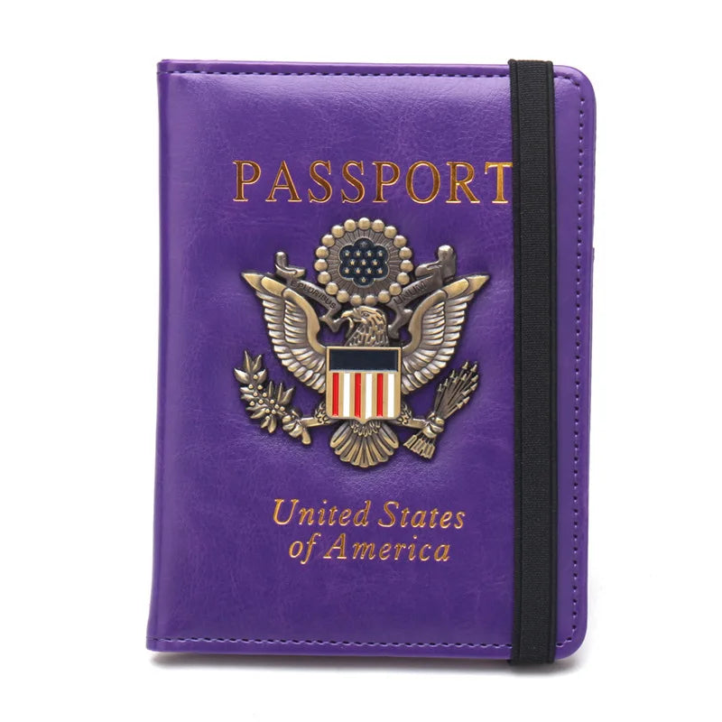 USA Passport Cover PU Leather, Personalized American Passport Holder for Men & Women, US Travel Document Case
