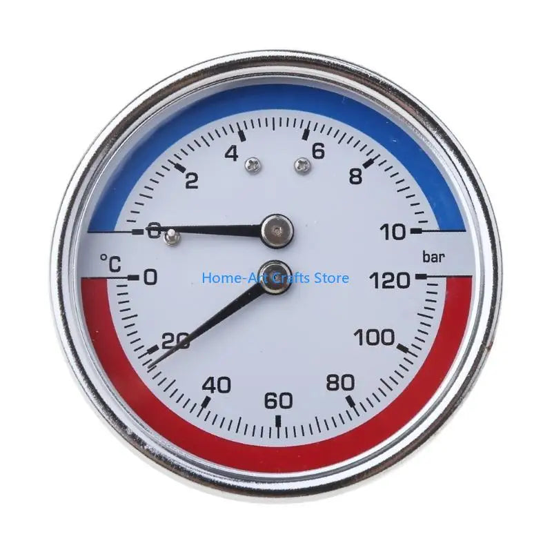 Y3NA Professional Thermomanometer Temperature Pressure Gauges up to 120 ℃ & 10 Bar 1/8/1/4inch for Floor Heating Systems