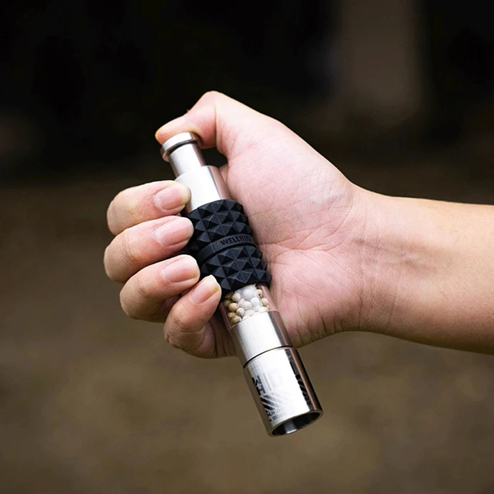 WELLHIKE Manual Pepper Mill Stainless Steel Pepper Mill Outdoor Camping Gear Accessories Press Grinder for Peppercorns Sea Salt