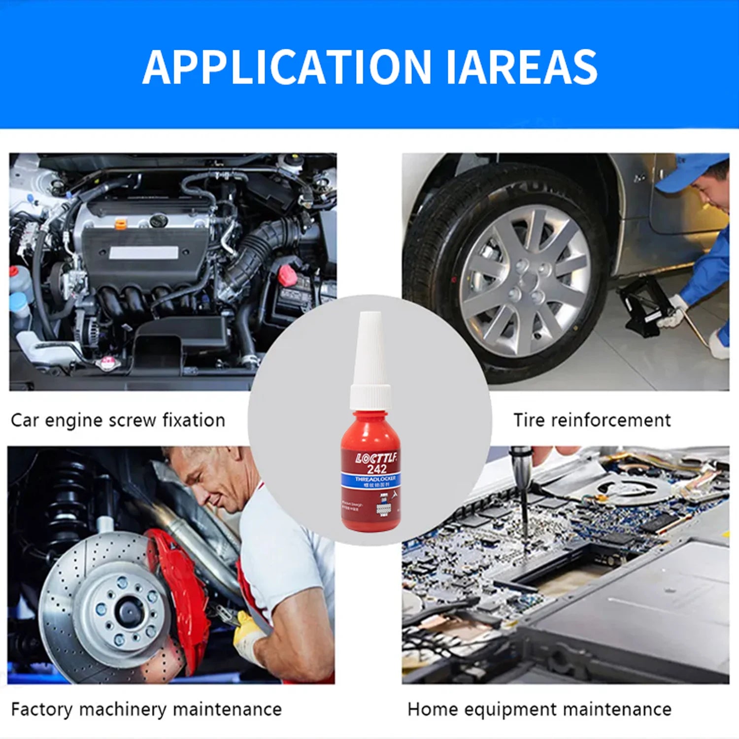 10ml Threadlocker 242 Blue Medium Strength Anaerobic Adhesive Anti-Rust Thread Lock & Seal For Hardware