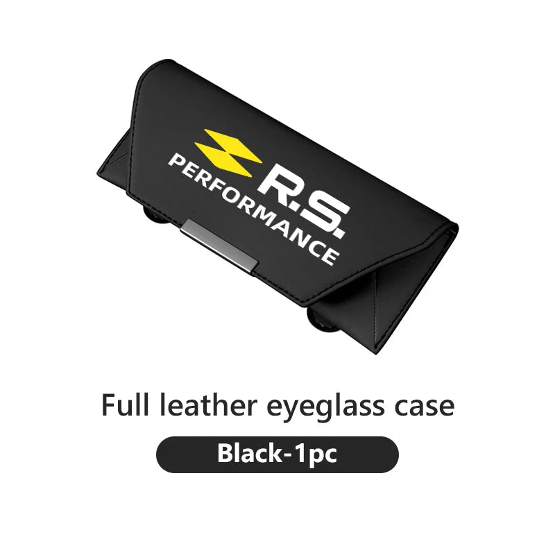 For Renault Leather Car Sun Visor Glasses Case Sunglasses Storage Clips Accessories RS Clio Scenic Logan Megane Koleos Sandero