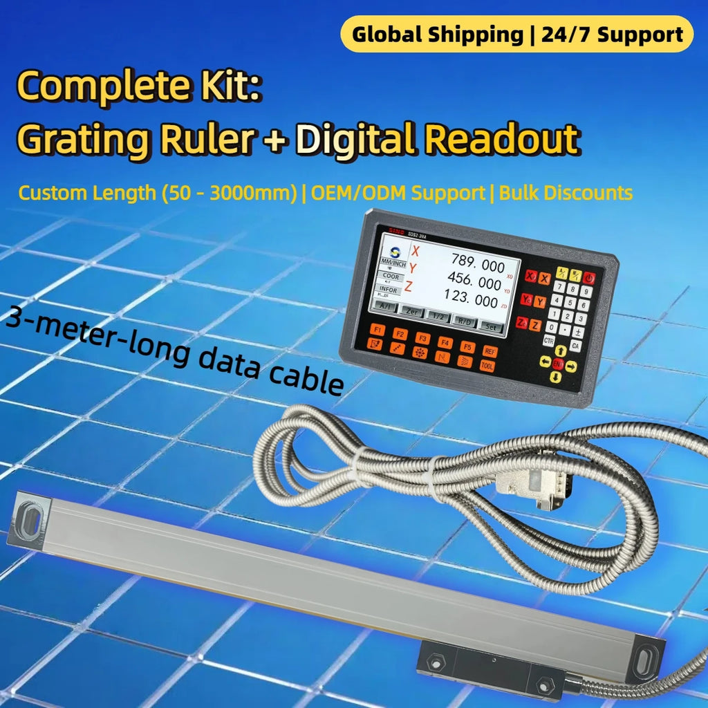 High Accuracy 3 Axis LCD DRO Set Digital Readout and 3 Pieces 0-1000mm 5um 1um Linear Scale Encoder Sensor Grating Ruler