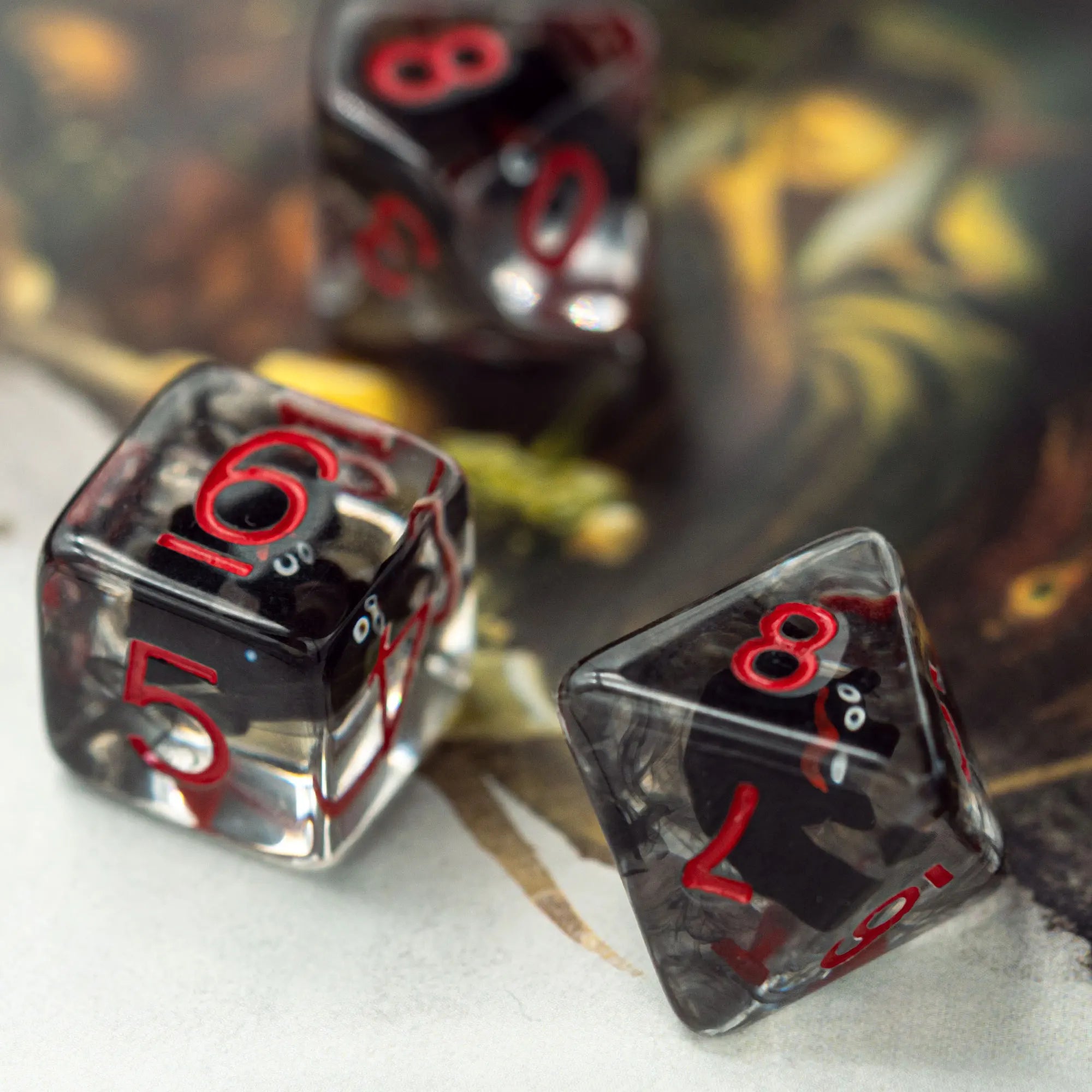 Cusdie Animal DnD Dices Cute Resin 7Pcs Various D4 D6 D8 D10 D% D12 D20  Polyhedral Dice Set for D&D Role Playing Board Games