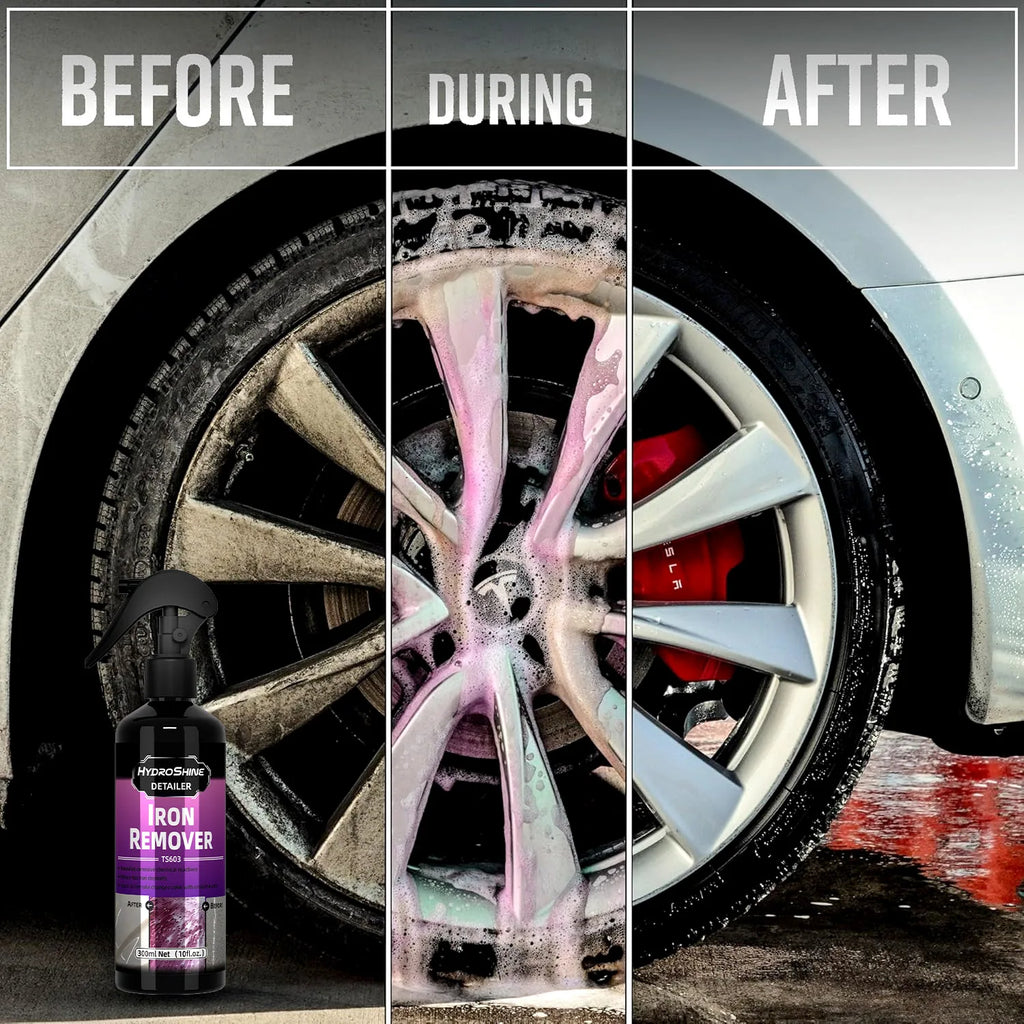 Hydroshine Iron Remover Car Detailing Fallout Spray Decontamination Kit Rust Remover Spray for Brake Rim Metal Surface Particles