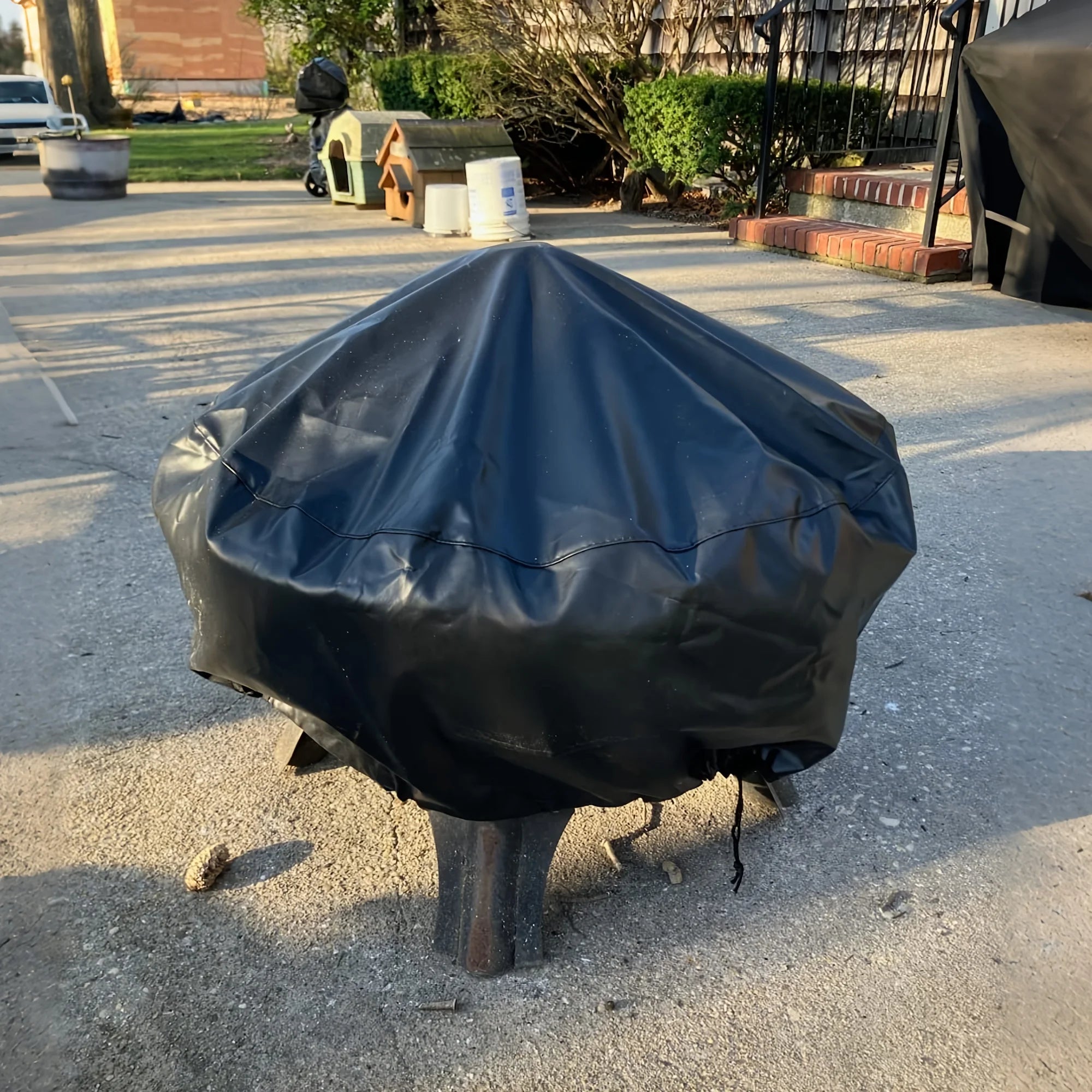 Round Fire Pit Cover, Waterproof Windproof Firepit Shield with Silver Coating & Drawstring, Fits Multiple Round Fire Pit Sizes
