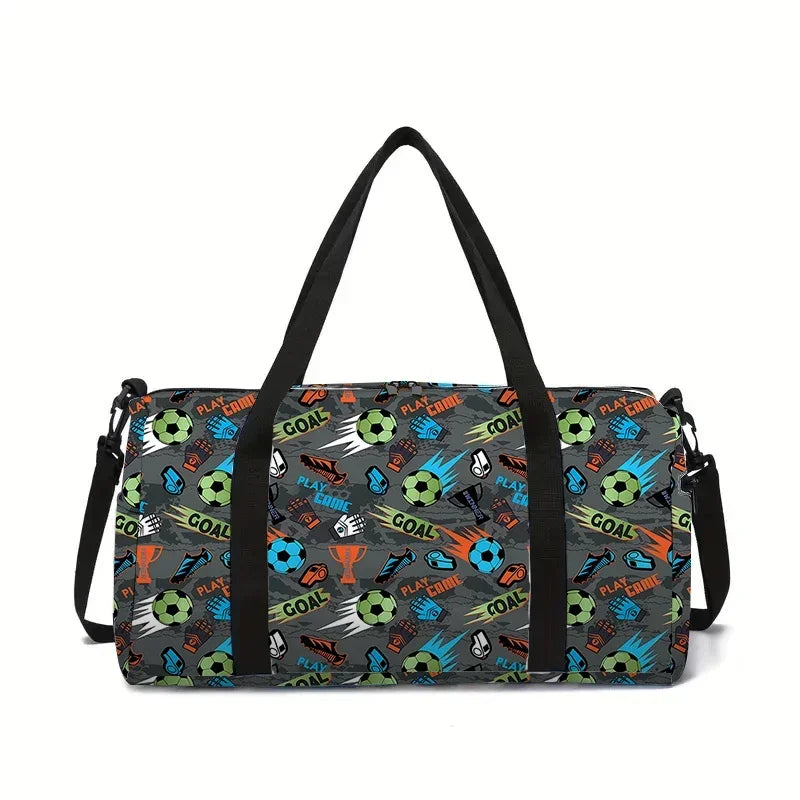 Jumping Football Large Capacity Luggage Bag  For Boy And Girls Best Gifts 2D Flat Cartoon Travel Duffels Hand Bag For Children